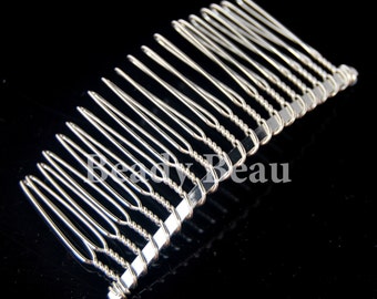 Pack of 2 silver tone metal hair comb for diy tiara making