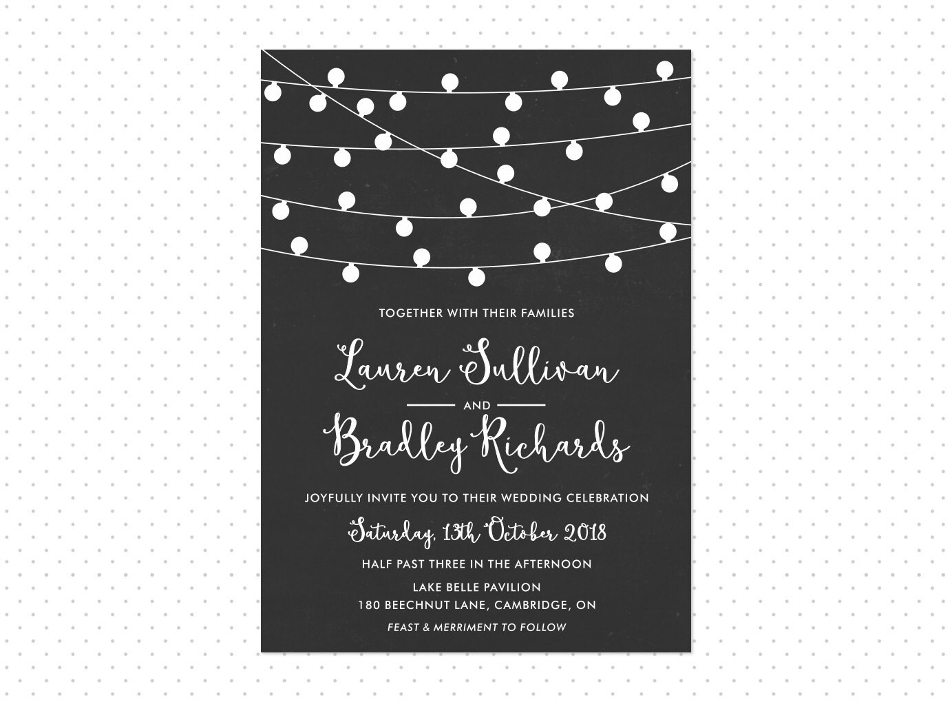 PRINTABLE Wedding Invitation White String Lights on