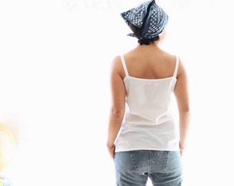 Cotton tank top, white camisole, woven cotton camisole, Mother's day, white cotton top tank, sleeveless top, thin straps top, summer clothes