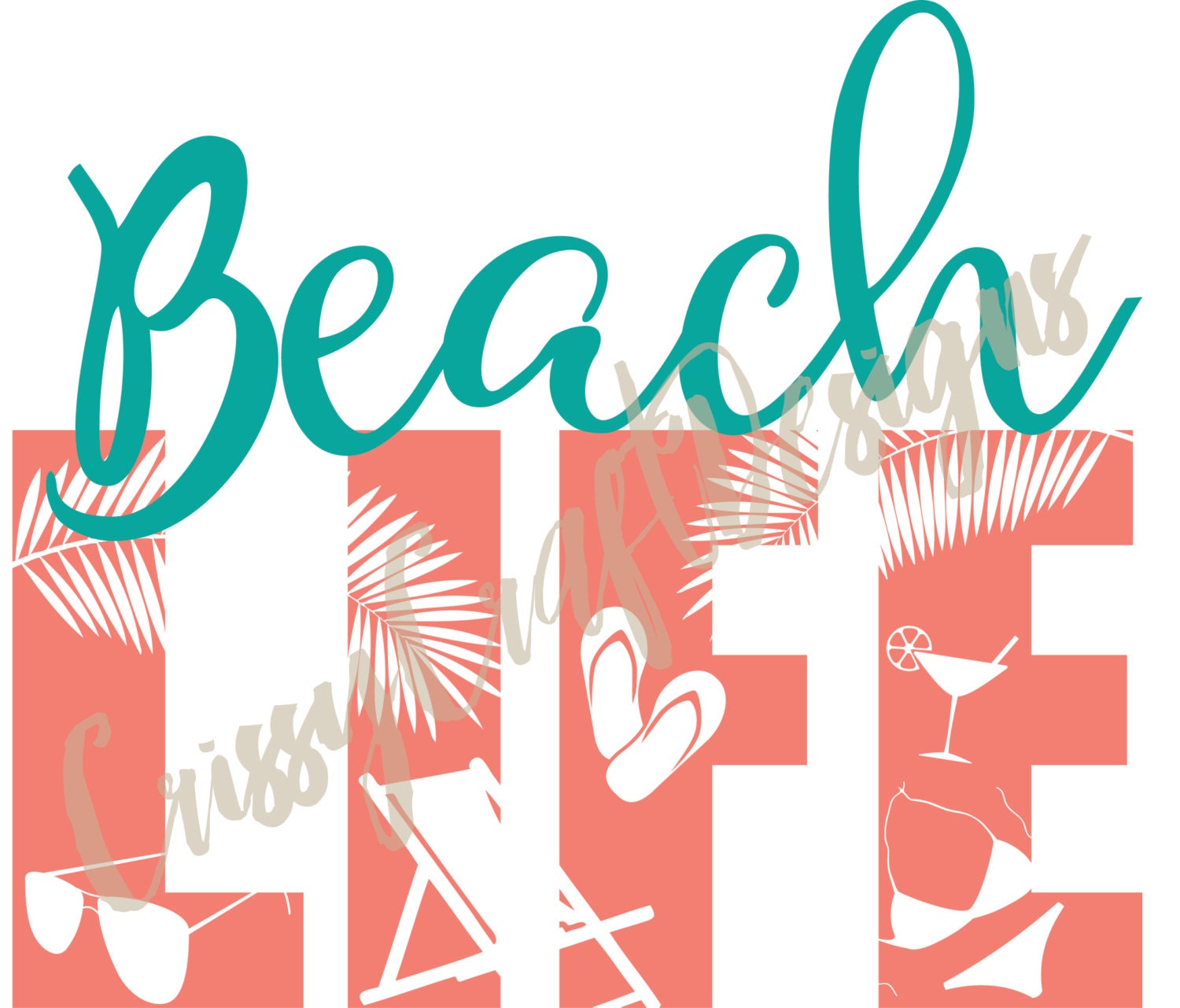 Download Beach Life SVG Cut File EPS JPG Summer Ocean Swimsuit