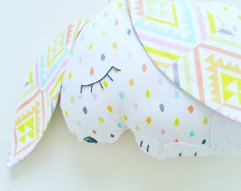 Bunny Stuffed Animal Pillow/ Sleepy Bunny Pillow/ Rabbit Accent Pillow/ Woodland Nursery Decor/ Stuffed Animal Toy/ Baby Gift/ Easter Bunny