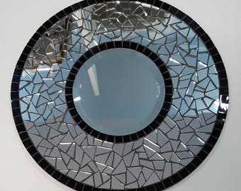 Stained Glass Mosaic Mirror, Round Mosaic Mirror, Mosaic Mirror, Stained Glass Mirror, Mosaic Art, #607R
