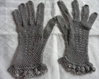 Vintage french grey GLOVES - 1950's