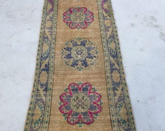 Turkish rug vintage rug patel rug runner rug oushak rug 8.9ft_2.4ft