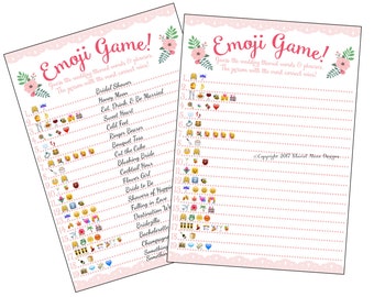 Bridal Shower Emoji Game Fun Unique Games DIY PDF Wedding