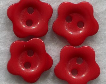 Dark Red Buttons Red Acrylic Flower Buttons 15mm (5/8 inch) Set of 12/BT169