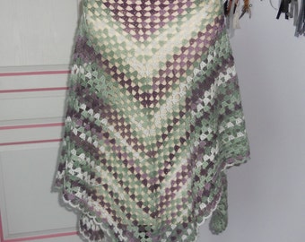 Feather weight granny shawl