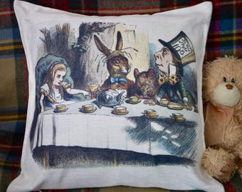 Alice in Wonderland / Mad Hatter's Tea Party Cushion - Kitsch Republic