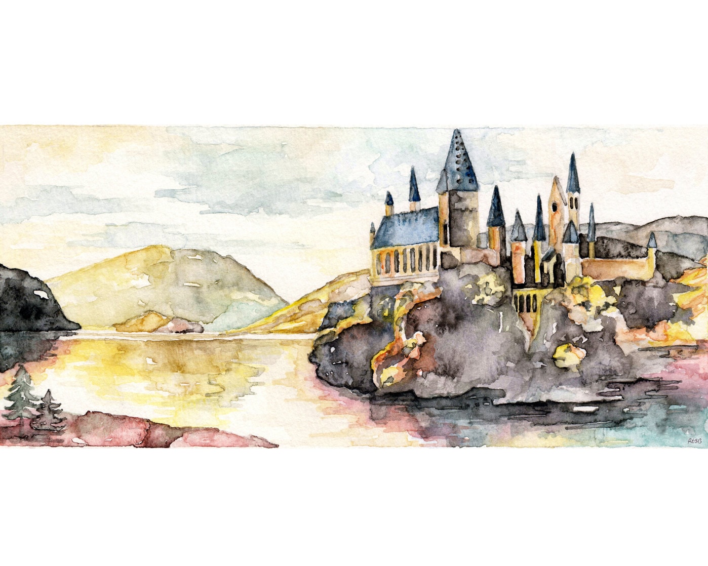 Hogwarts Painting Print made from Original Watercolor