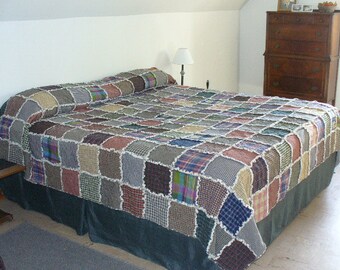 Custom Rag Quilt, King Rag Quilt, Homespun Rag Quilt, Primitive Rag Quilt, Farmhouse Quilt, Rag Quilt