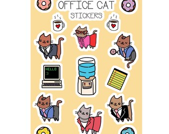 Kawaii Stickers Office Cats Cute Sticker Sheet Cat Stickers Office Gift Super Cute