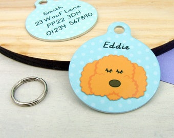 Cockapoo Dog ID Tag- Labradoodle Name Tag- Cockapoo Collar Charm - Cockapoo Name ID tag - Cockapoo - Bichon Frise - personalized - cute