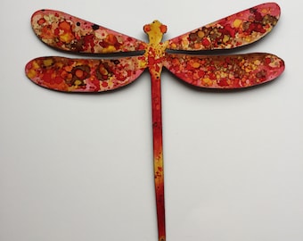 Hand Painted metal Dragonfly wall art.