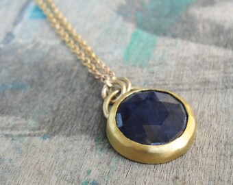 Sapphire Necklace, Blue Gold Necklace, Blue Sapphire Necklace, September Birthstone Jewelry, Sapphire Gold Necklace, Sapphire Jewelry