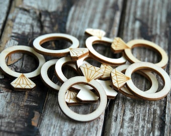 10 pcs . Wood Wedding Rings . Rustic Bridal Shower Decorations . Bridal Shower Favors . Bridal Shower Games . Rustic Wedding Decorations