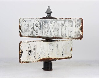 Vintage Street Sign, Vintage Double Street Sign, Corner Street Sign, Old Street Signs, Street Sign, Old Metal Street Sign, Industrial Decor