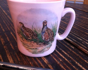 Rare Vintage Partridge Scenery Pink Cup/Mug 1950's