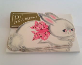 vintage hallmark easter bunny card invitation set of 8, unused, new old stock