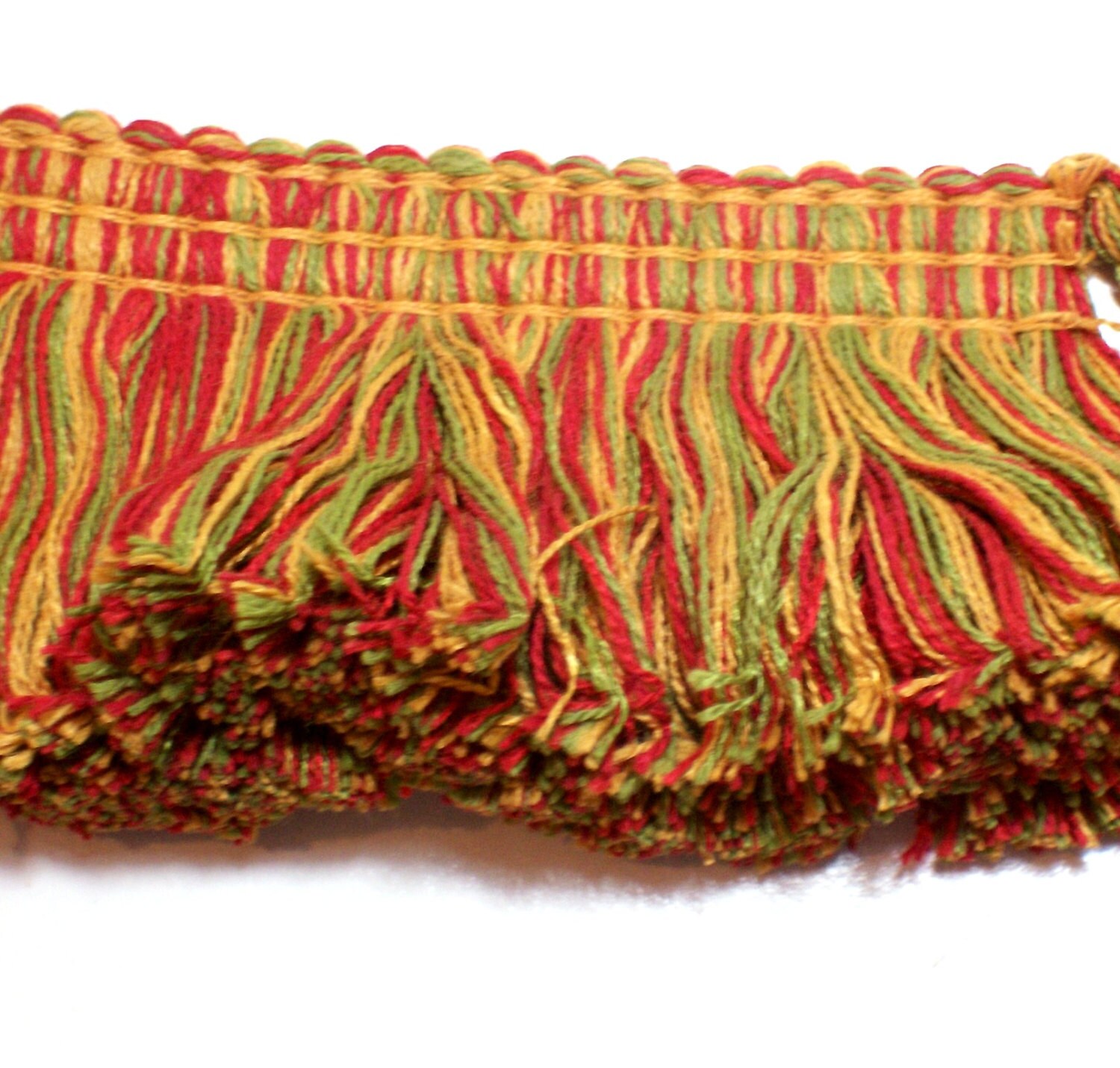 Brush Fringe Gold Red and Green Brush Fringe Sewing Trim 1