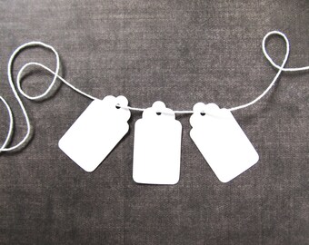 30 Small White Tags, Gift Tags, Party Favor Tags, Scalloped, Price Tags, Mini Tags, Weddings, Showers