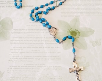 Vintage 5 Decade Glass Bead Rosary/vintage rosary/rosary beads/prayer beads/five decade rosary/cross/cross necklace/crucifix/catholic