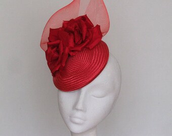 Red Fascinator Kentucky Derby Hat