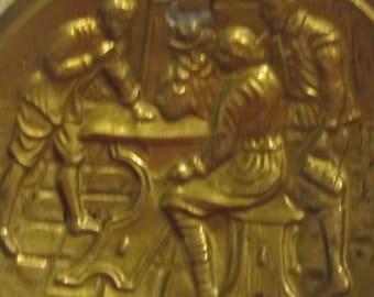Brass Wall Plaque Dutch Scene