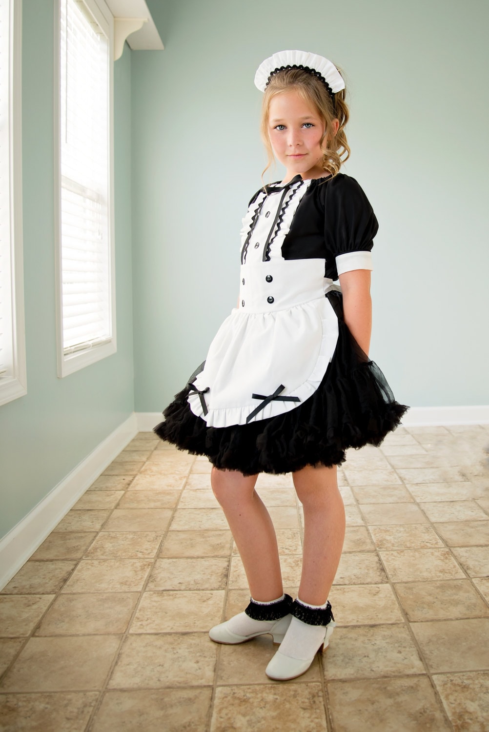 Boutique custom handmade pageant girls French Maid Costume