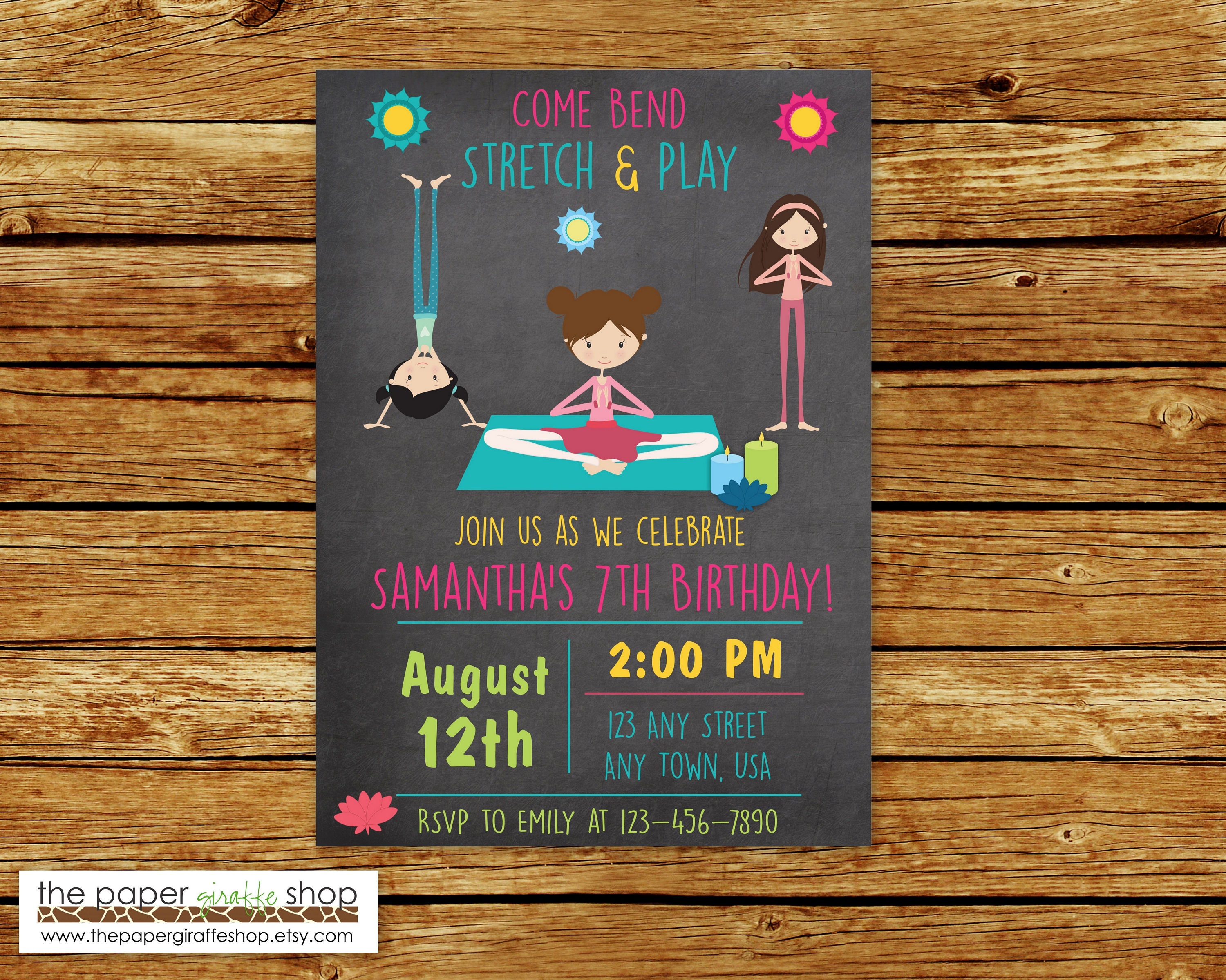 Yoga Invitation Yoga Party Birthday Invitation Yoga