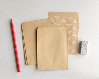 50 Extra Small Brown Bags / Envelopes - Blank on both sides - Made of recycled Kraft paper - (3 3/4"x5")
