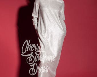 Silver dress/ Long Dress/ Casual dress/ Day dress/ Column dress/ Spring dress/ Summer Dress/ Plus size dress