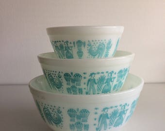 Vintage Pyrex Amish Butterprint Mixing Bowls #401 #402 #403 Set of 3