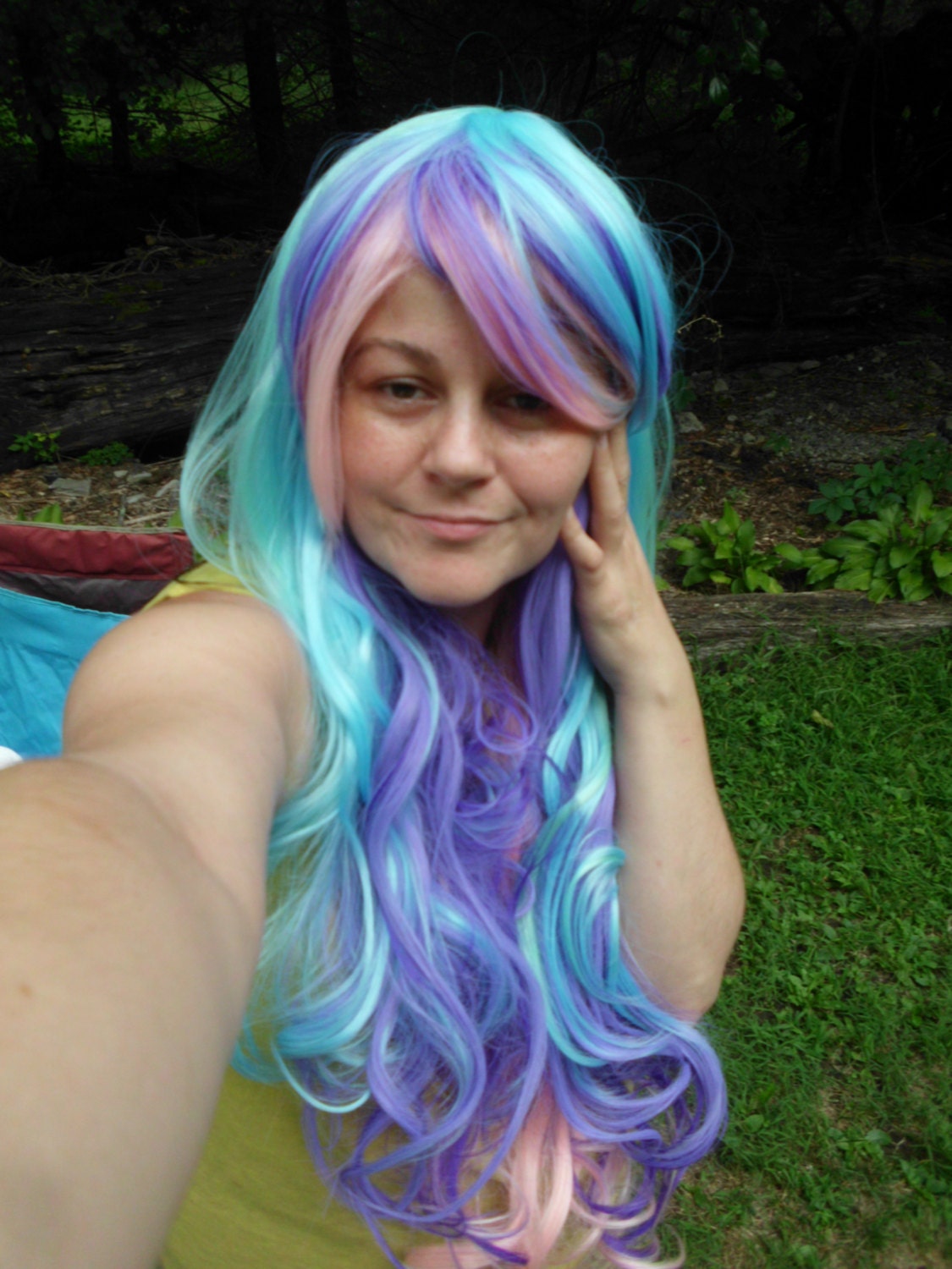 Rainbow Wig Multicolor Wig Light Purple Aqua Mint
