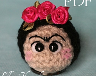 Elfin Thread - Frida Keyring PDF Pattern (Keychain Amigurumi crochet pattern)