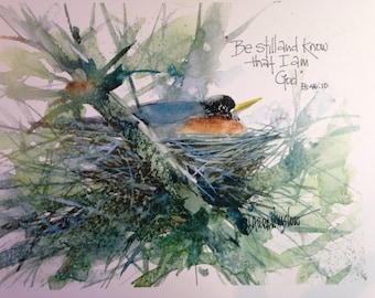 Be still, 8x10 Watercolor Print matted to 11x14