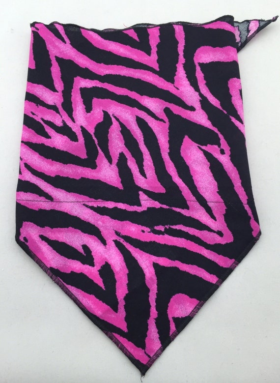 Pink Tiger: Pink Tiger-Striped Animal Print cotton Bandana w/ Stash Pocket