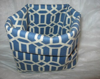 FABRIC ORGANIZER BASKET 7 x 6 x 3 Blue Flexible Storage Box Bag Tote Waste Paper Basket epsteam Desk Office Kitchen Dresser