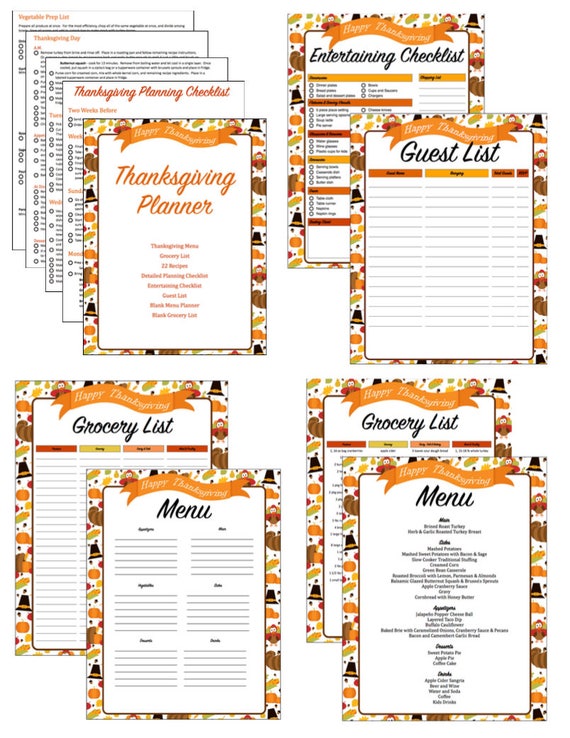 Thanksgiving Planner Thanksgiving Menu Meal Planner