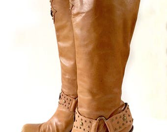 Pirate Boots, Stacked Heel Boots, Antonio Melani Tall Boots Vegan Leather Boots Stacked Heel Boots Size 9.5