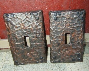 Pair Hammered Copper Switchplates