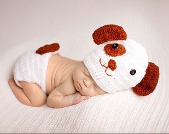 Puppy dog, 2pc hat and bottoms newborn size