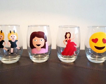 Emoji Stemless Wine Glasses, Set of 4