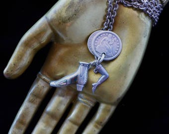 Antique Victorian Boot & Shoe Charm Necklace