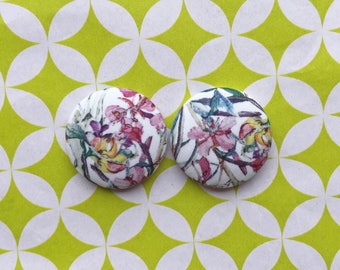 Fabric Covered Button Earrings / Liberty of London / Wholesale Jewelry / Statement Piece / Bridesmaid Gifts / Vintage Inspired / Bulk /