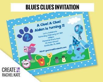 Blues Clues Birthday Party Personalized Printable Invitation (Blue, Pink or Custom)