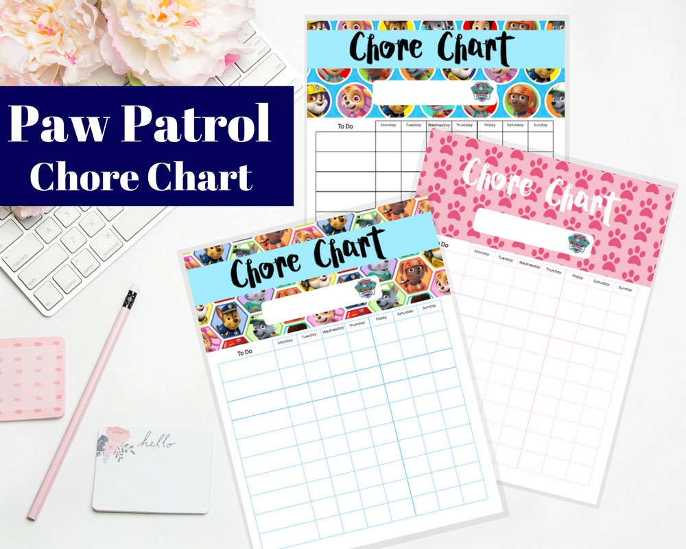 Paw Patrol Kids Chore Chart Printable Chore Chart Kids Chore