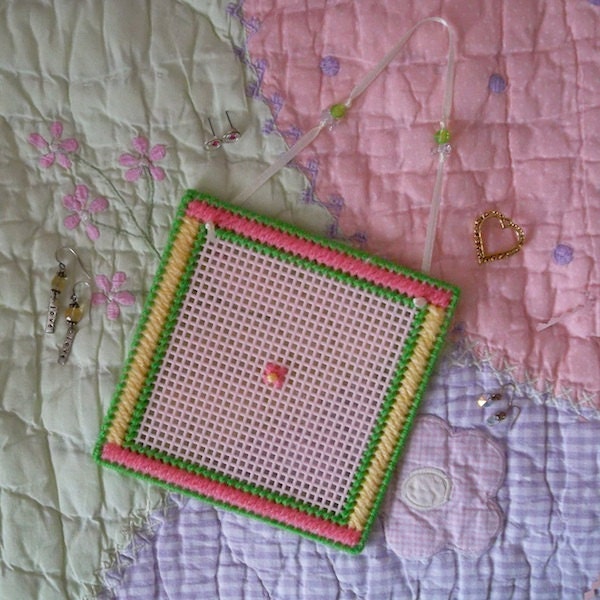 Plastic Canvas Pink and Pretty Earring Holder