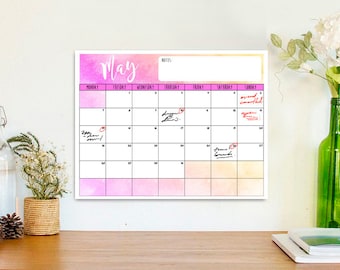2018 Calendar Printable, Letter Size Printable Calendar, 2018 Wall Calendar, DIY Printable, Instant Download, Digital Print