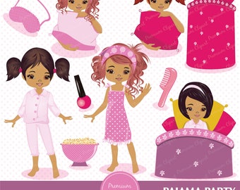 Sleepover clipart, Pajama party clipart, Slumber clipart, Sleepover clip art, Sleepover party clipart, digital clipart - CA135