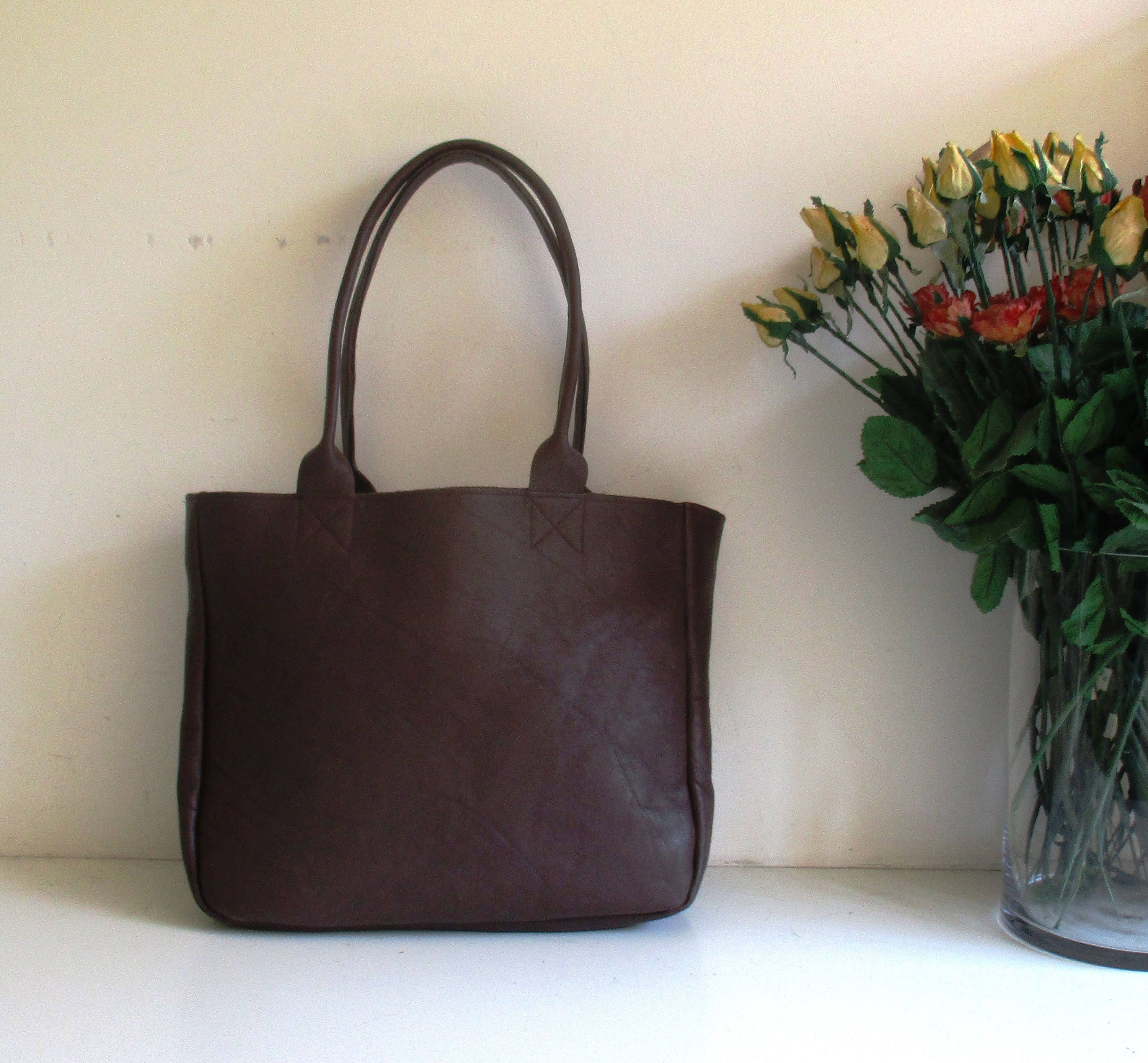 Brown Genuine Leather Tote Shoulder Bag